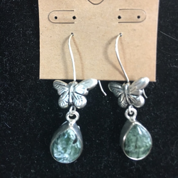 Seraphinite butterfly sterling silver earrings new - Picture 2 of 2